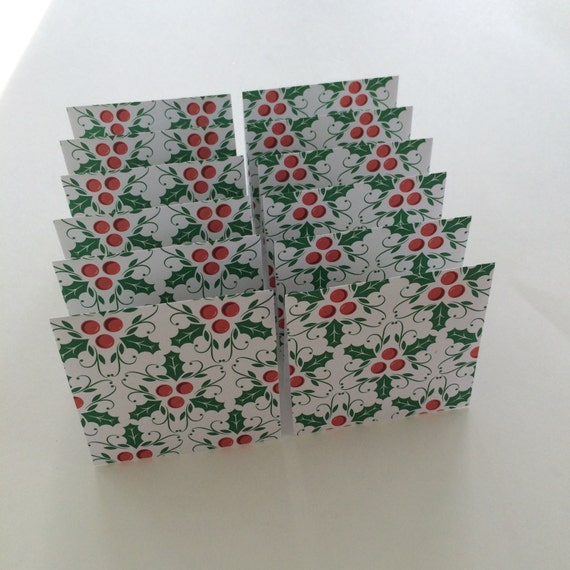 Mini Cards 28 Christmas Holly Berry - blank for thank you notes 3 x 3
