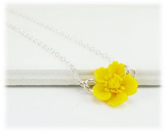 Tiny Yellow Buttercup Necklace - Buttercup Jewelry