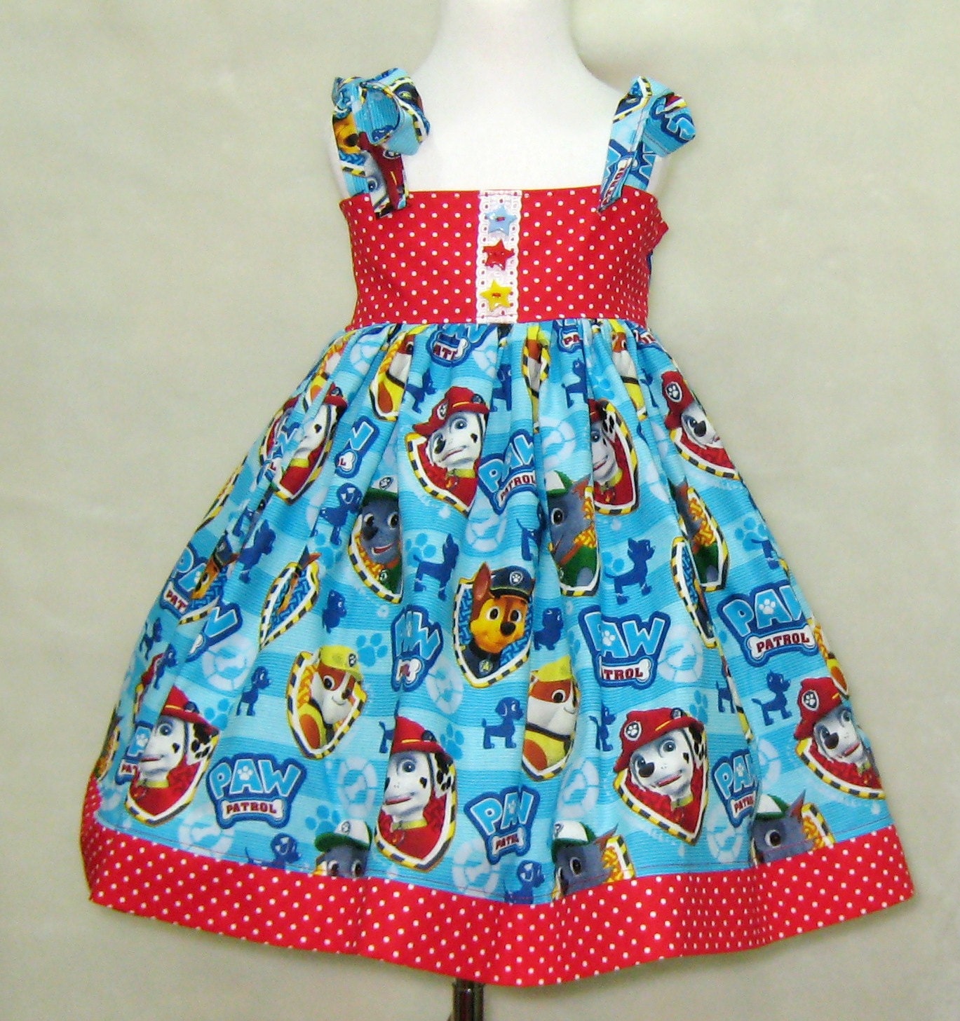 Summer Girl Dress Made with Paw Patrol Fabric Party Dress