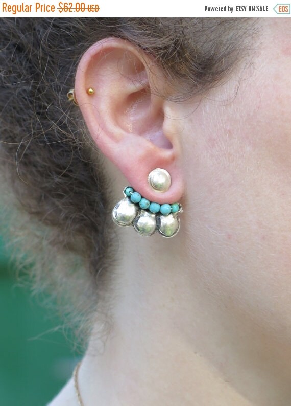 Ear Jacket Earrings Ear Jacket Silver Ear Cuff by rioritajewelry