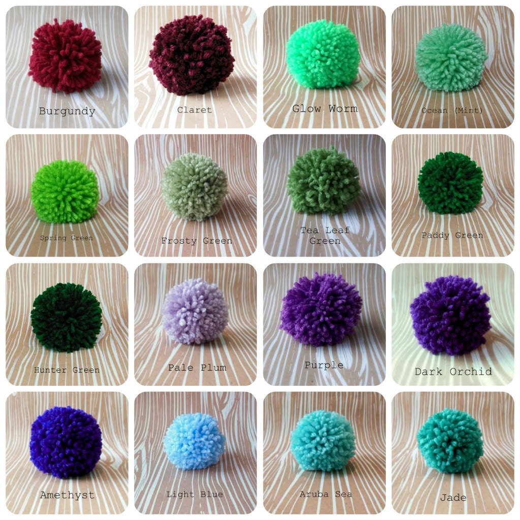 Set of 6 Yarn Pom Poms Size Large 3 inch
