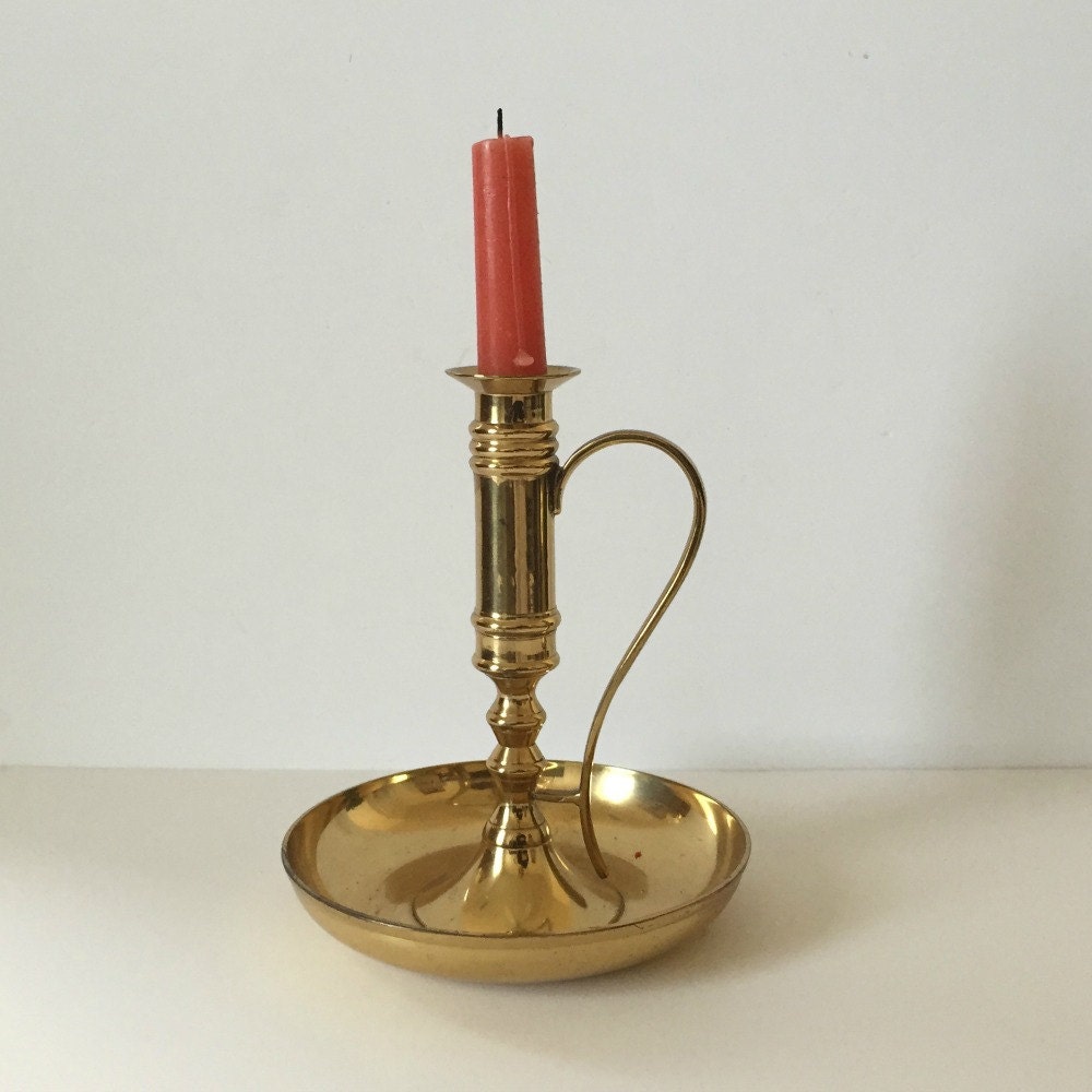 Vintage Brass Chamber Candlestick Candle Holder By Imsovintage 8827