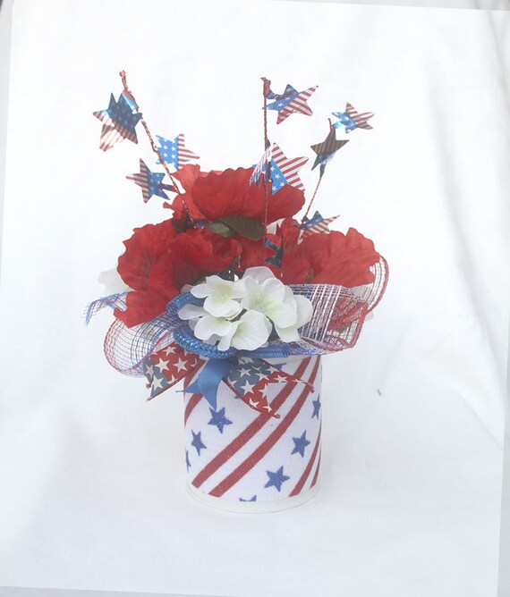Patriotic floral arrangement July 4th Centerpiece Summer