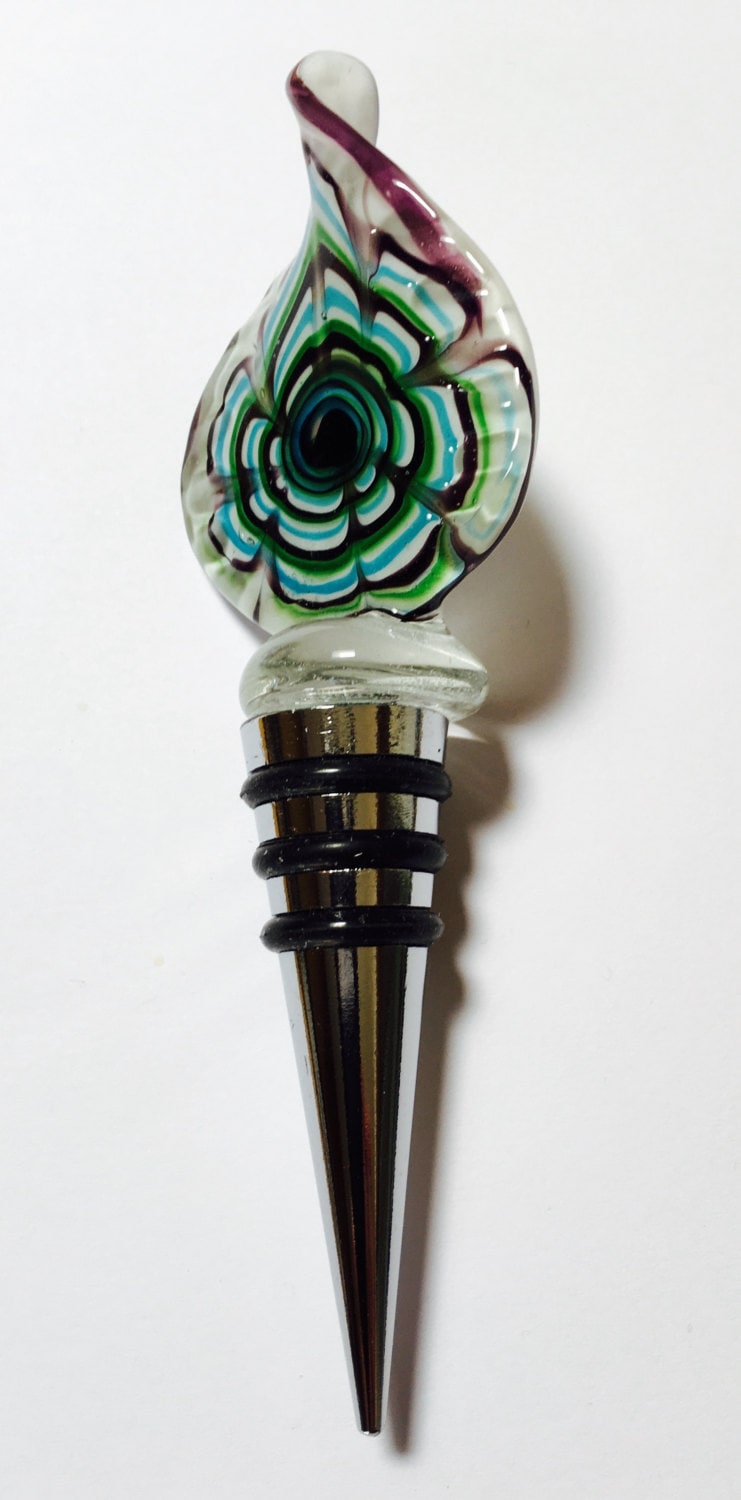 Vintage Murano Art Glass Bottle Stopper Wine Bottle Stopper