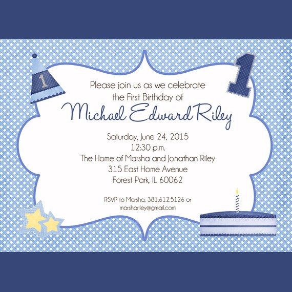 First Birthday Boy Printable Invitation Design By Cardsbycarolyn