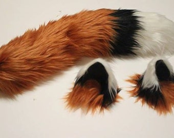 Limited Copper Tri-Colored Fox Costume, Fox Tail, Fox Ears