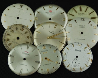 Vintage Antique Watch Dials Steampunk Faces Parts Altered Art Industrial O 10