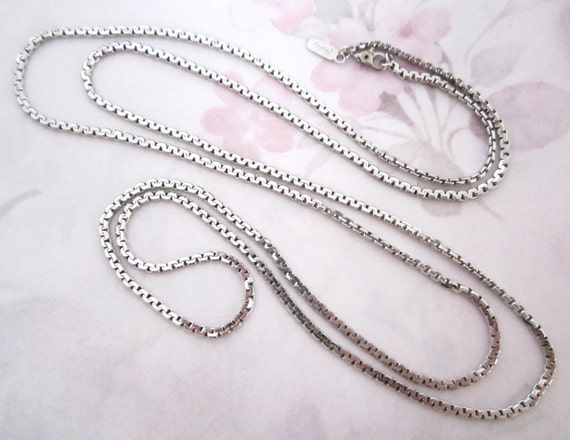 vintage Monet silver tone long chain necklace signed hallmark