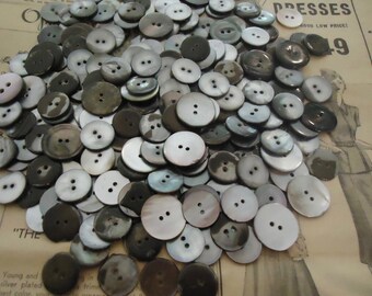 Vintage Mother of Pearl buttons NOS 1/2 POUND antique mixed sizes 11/16" 7/8" USA