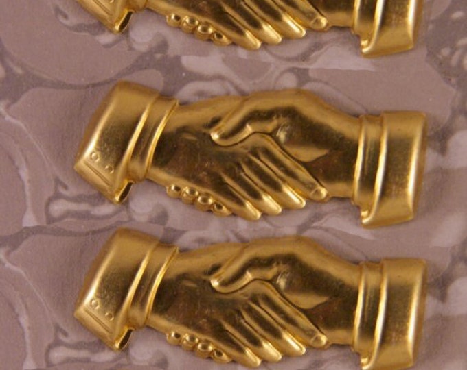 4 Brass Handshake Stampings