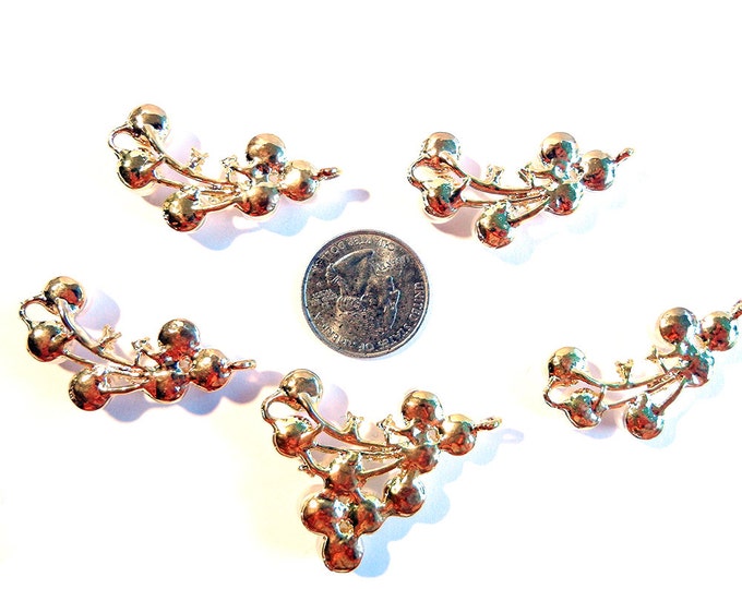 Set of 5 Faux Pearl and Rhinestone Double Link Charms Gold-tone