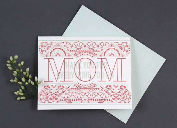 Mom Thank You For Everything You Do Letterpress Mother's