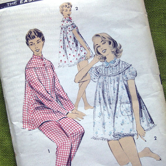1950s Vintage Sewing Pattern Shortie Baby Doll Pajamas