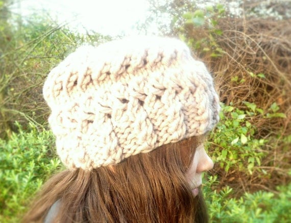 Quick & Easy Knitting Pattern Hat Super Chunky Bulky Slouch Beanie - Mauv...