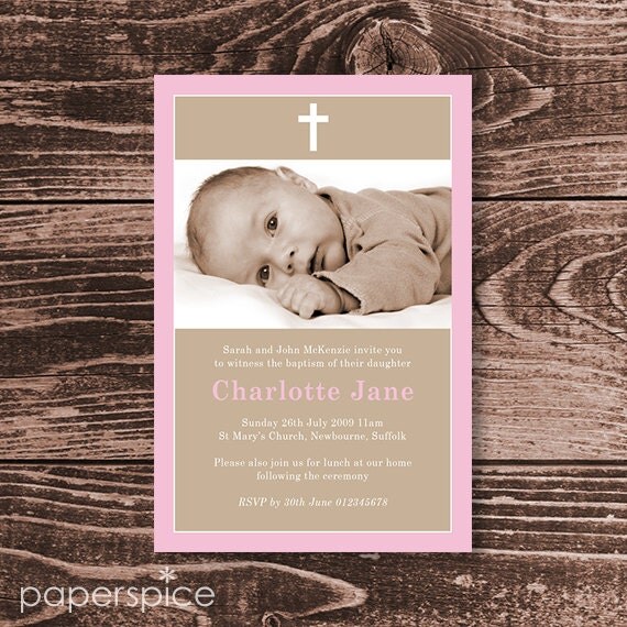 Baptism or Christening Invitation Photo – DIY Printable Personalized – Simple Border Girl (Digital File) Il_570xn