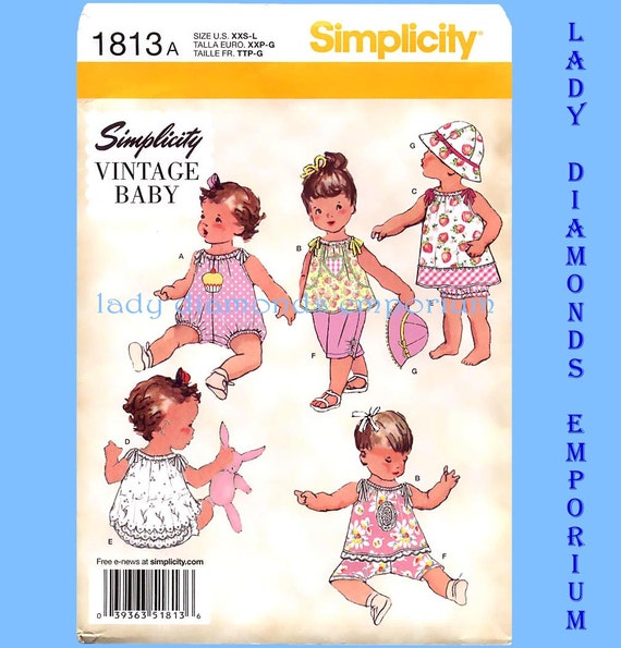 Simplicity 1813 Vintage Baby Sewing Pattern Romper Dress Top