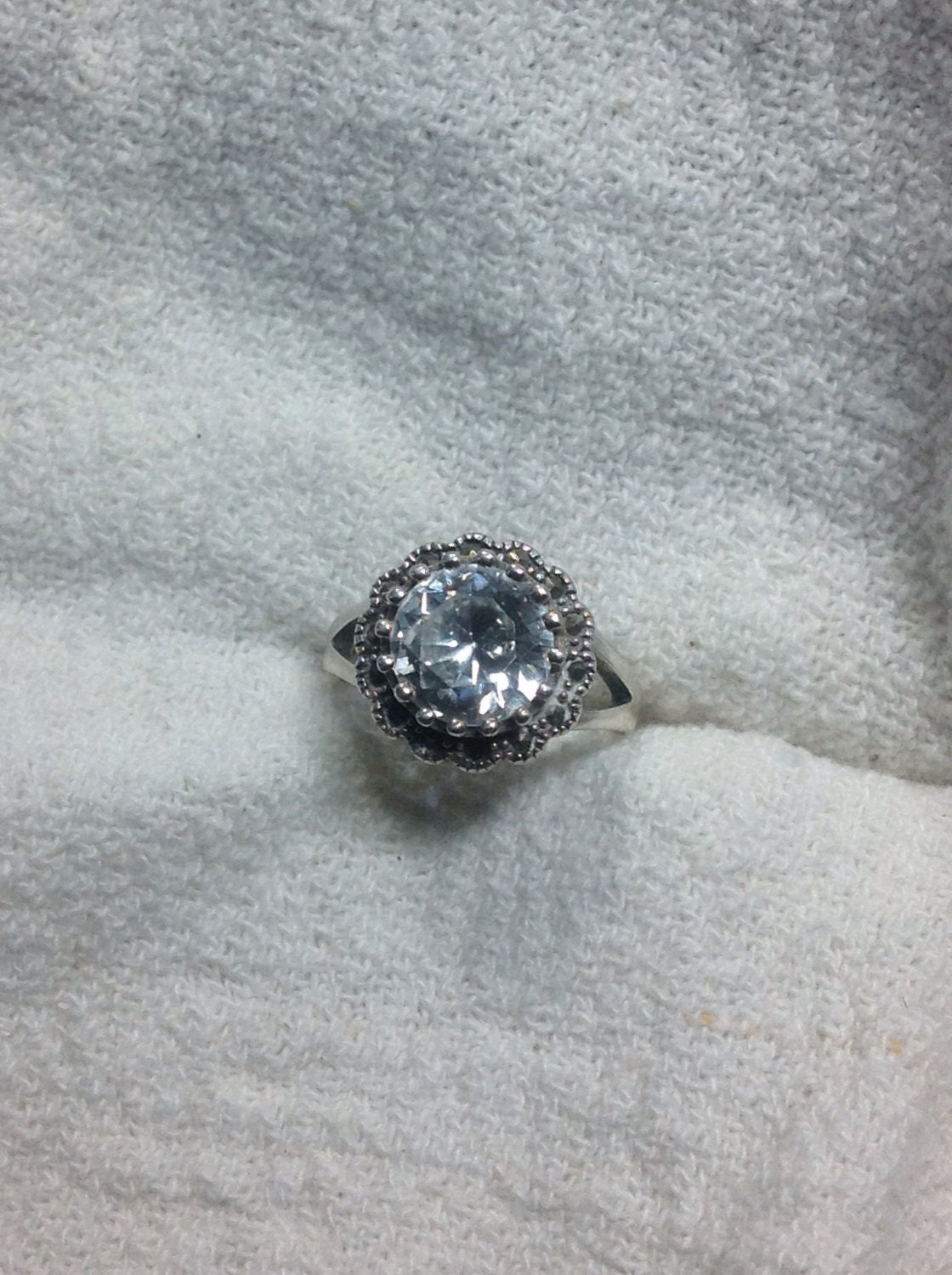 Flower shaped cubic zirconia statement ring with by MicheleMakesIt