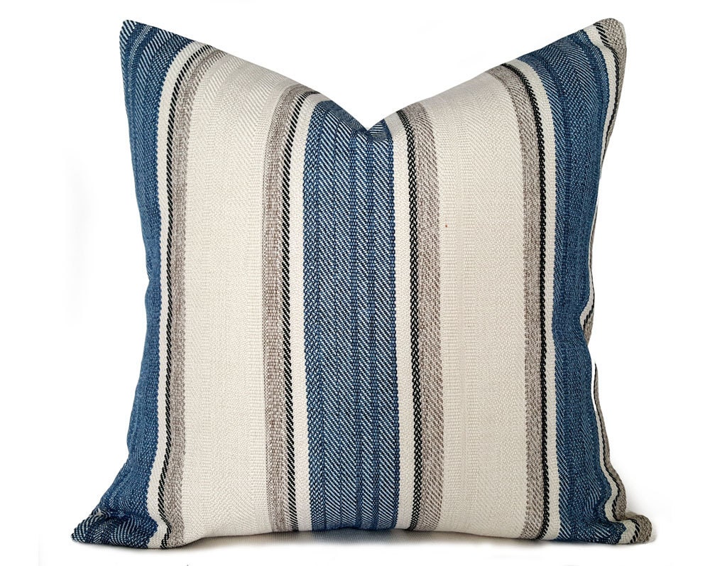 Blue Cream Throw Pillows Cream Blue Grey by PillowThrowDecor