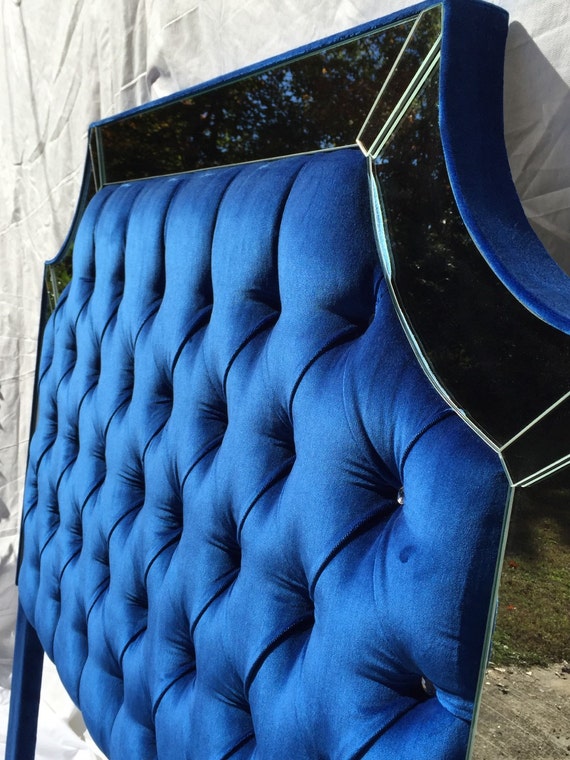 Royal Blue Velvet Tufted Headboard Upholstered Headboard with