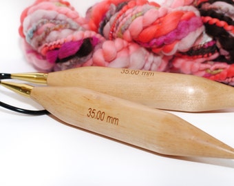 EXTREME KNITTING Size 35 mm Giant Knitting Needles Wood Jumbo Birch Big Knitting Fixed Circular Needles Basix for Extreme Knitting