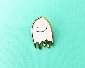 ghost pin hard enamel brooch pin valentine flair lapel pin hat pin badge backpack pin cloisonné gold metal gift for her cute white ghost pin