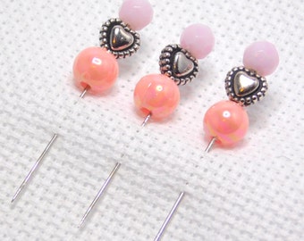 Counting pins, Stick Pins, Cross stitch, NeedleCraft, Embroidery, Pink