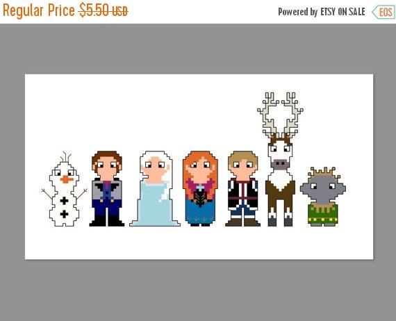 SALE Frozen Pixel People Character Cross Stitch by CheekySharkLabs