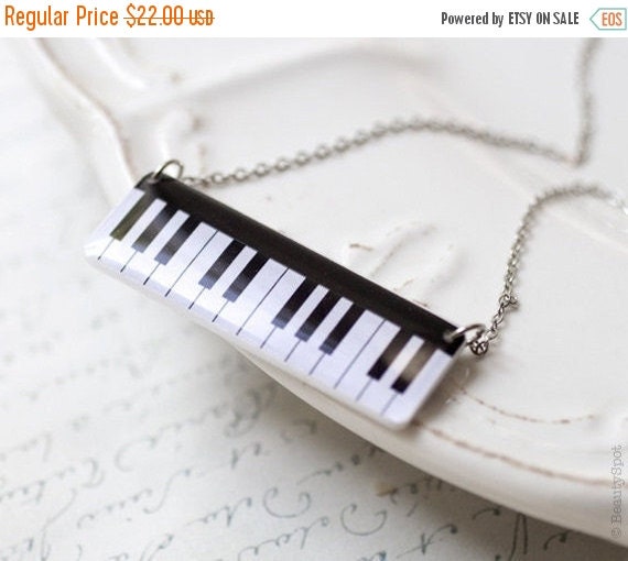 Piano necklace Piano keys necklace Black white by BeautySpot