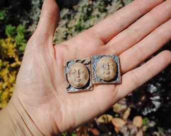 ceramic cabochon face cab little clay mask miniature cameo set of two