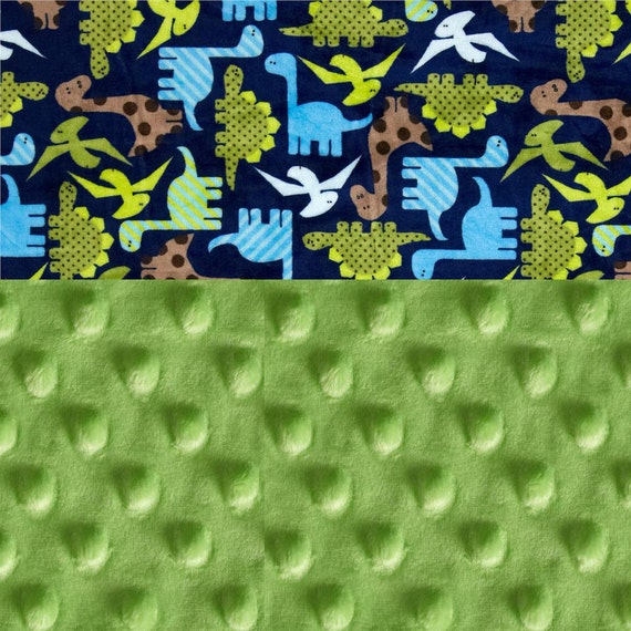 Dinosaurs Minky Baby Mini Lovey Blanket, Personalized Orange Brown Blue Green