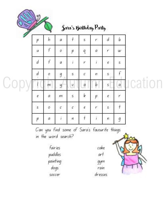 Personalised Mini Wordsearch Puzzles Party by AutumnEducation