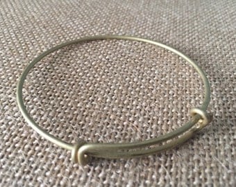 Expandable Bracelet, Charm Bracelet, Bangle Bracelet, Antiqued Brass