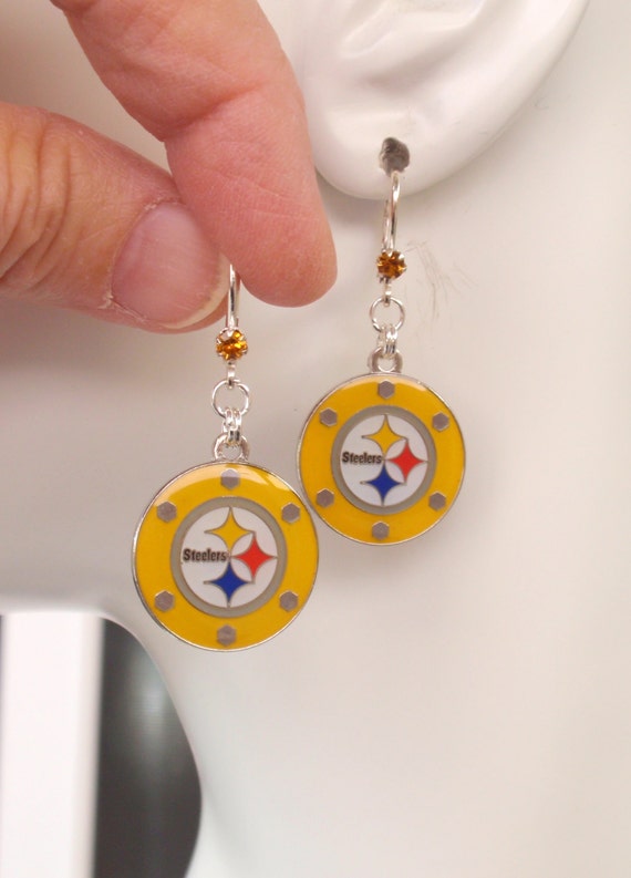 Pittsburgh Steelers Earrings Steelers Bling Gold Poker Chip