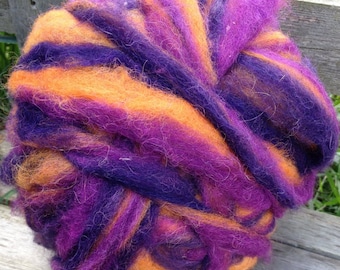 Alpaca Wool Roving, Spinning, Felting, Purple, Orange