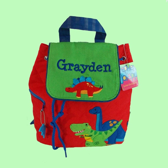 Personalized Child's Stephen Joseph Quilted DINO Themed Backpack-Monogrammiong Is Included
