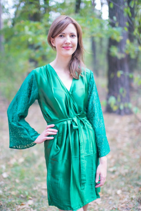 light green silk robe