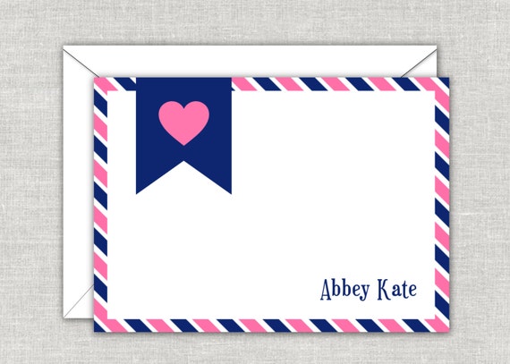 Navy Heart Note Card Set Il_570xn