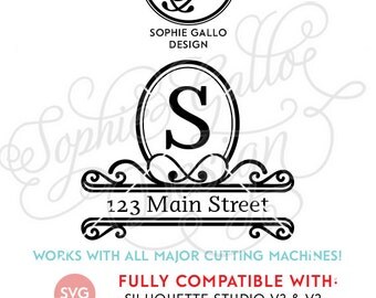 Street Address Monogram Label SVG DXF PNG digital download files Silhouette Cricut, vector graphics Vinyl Cutting Machines, Screen Printing