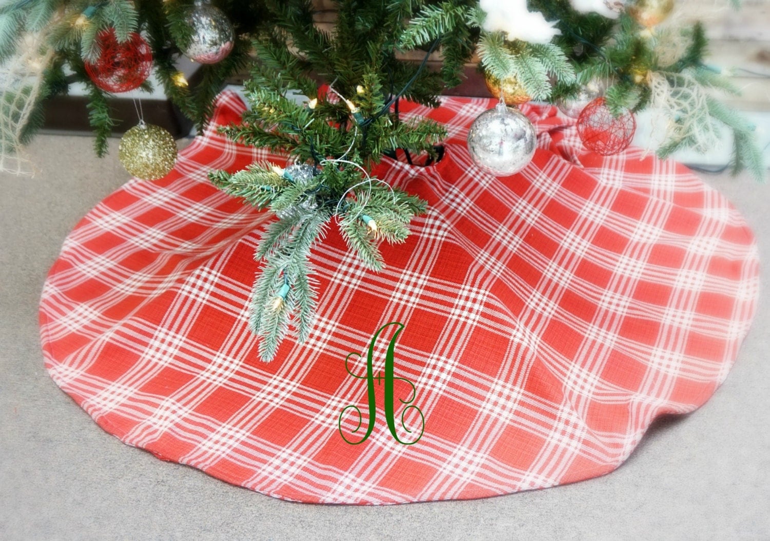 sale red plaid christmas tree skirt large personalized with sale red plaid christmas tree skirt large personalized with