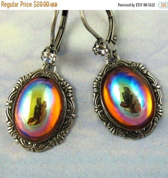 ON SALE Orange Dangle Earrings Opal by NicolettesJewelry on Etsy