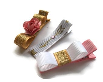 Pink and Gold hair clips, Pink and Gold Birthday Party, Toddler hair clips, Girls Hair Clips, Baby hair clips, Baby Shower gift, hair clips