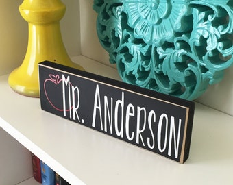 Personalized Teacher Block- Teacher Gift, Classroom gift, Classroom Decor, Teacher apple block, Teacher wood block, Teacher name plate