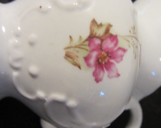 Vintage China Cream Pitcher Gold Trim and Charming Floral Pattern, Pink Floral China Creamer, Individual China Pitcher, Pink Flowers China