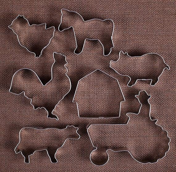 Farm Cookie Cutters Set, Tractor Cookie Cutter, Farm Animal Cookie Cutters, Rooster Cookie