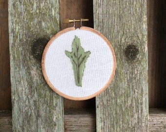 3" Hoop with Embroidered Staghorn Fern