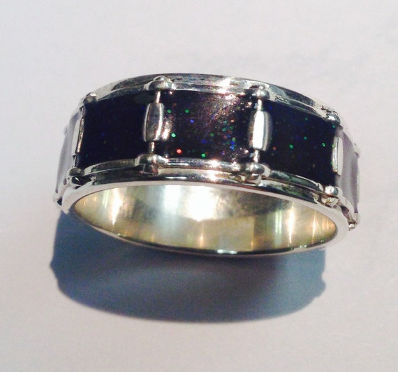 Snare Drum Ring Black Sparkle by MarinelliCustomJewel on Etsy