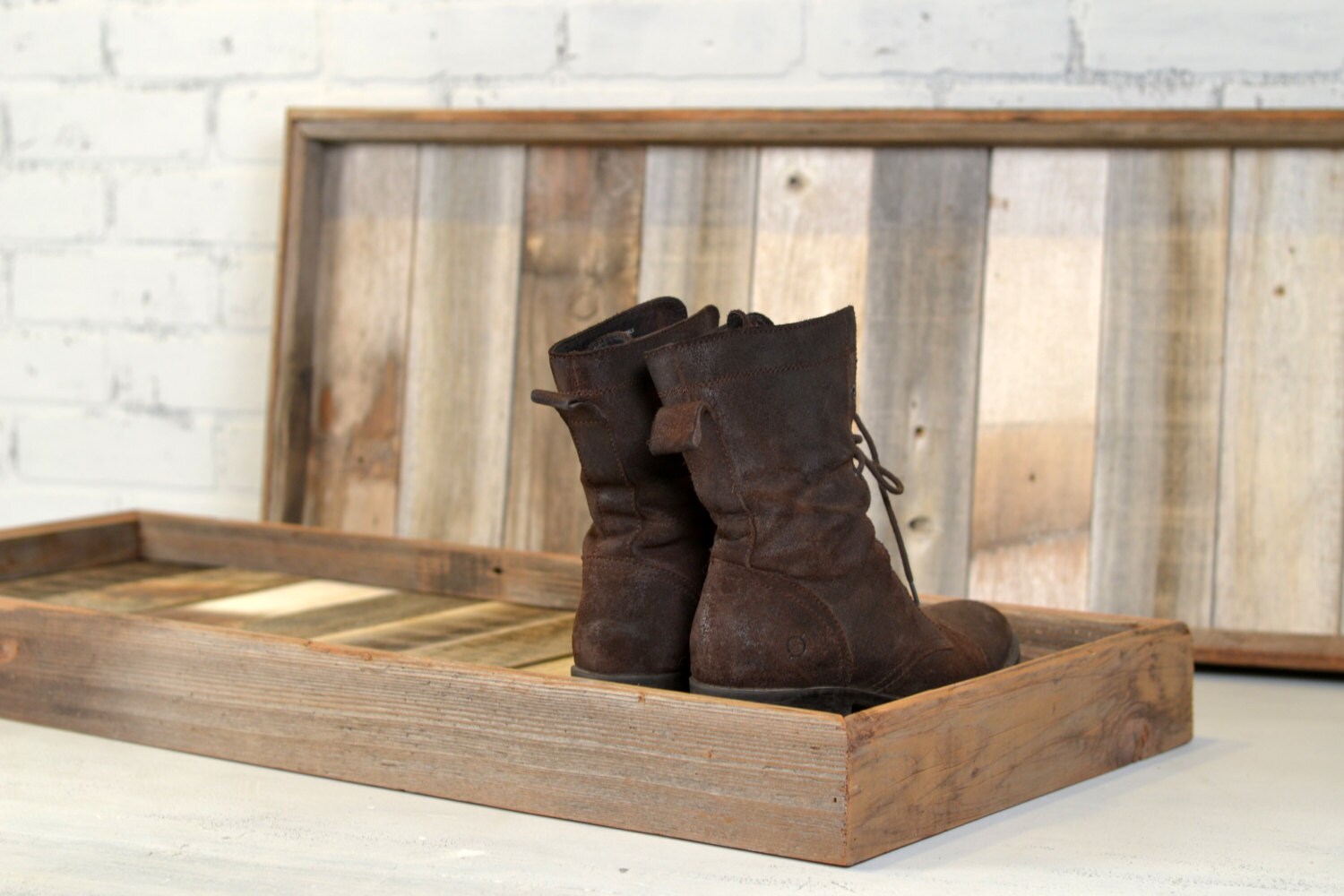 Boot Tray Made from Reclaimed Wood Shoe Storage Entryway