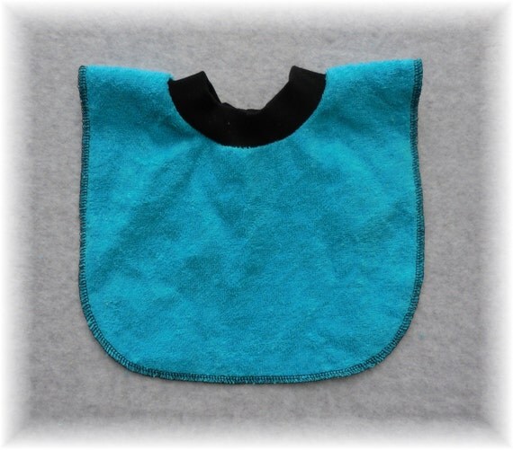 Pullover Towel Baby Bib Terry Cloth Pullover Bib Teal Blue for