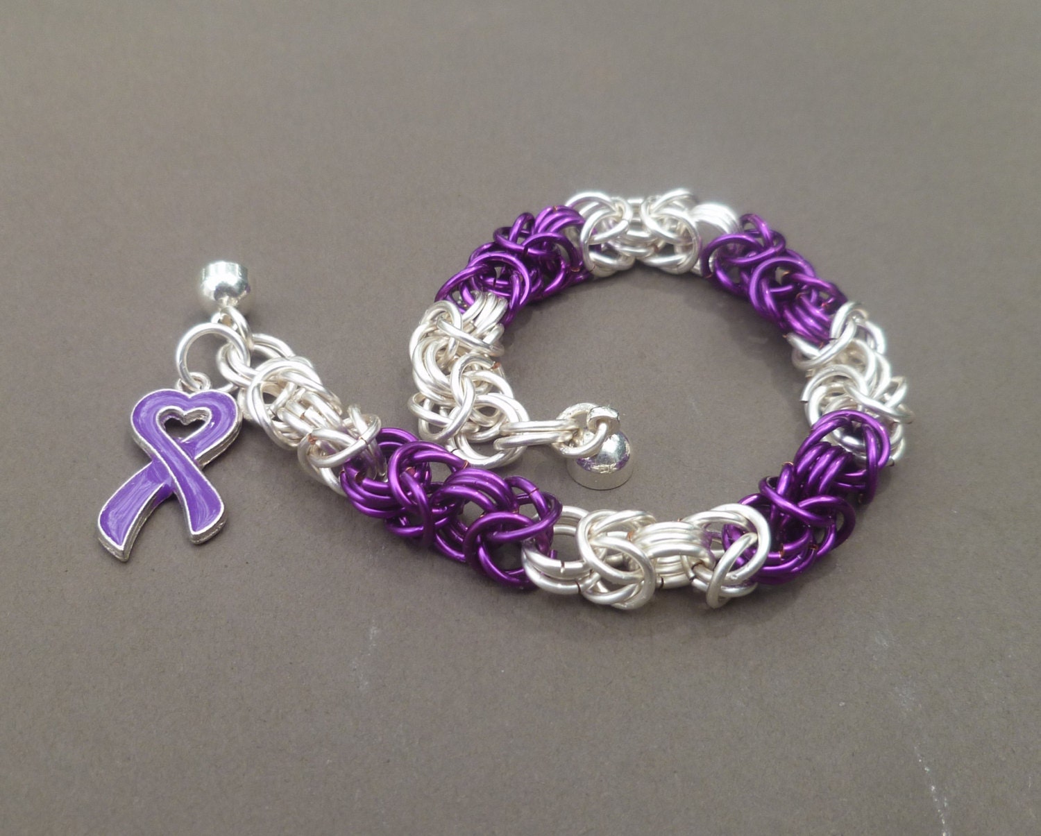 Epilepsy Awareness Bracelet Chainmaille by BeadsKnitsAndBits