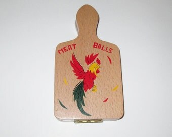 Vintage 1950s Meatball Press/50s Rooster Meatball Press - Made Of Wood
